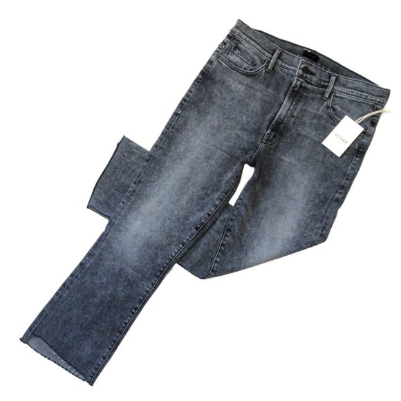 NWT Mother Insider Crop Step Fray in Train Stops Mineral Wash Stretch Jeans 32